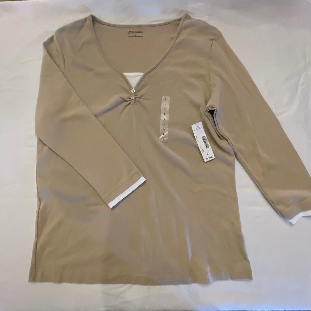 St John's Bay New w/Tags Tan Long Sleeved soft tee